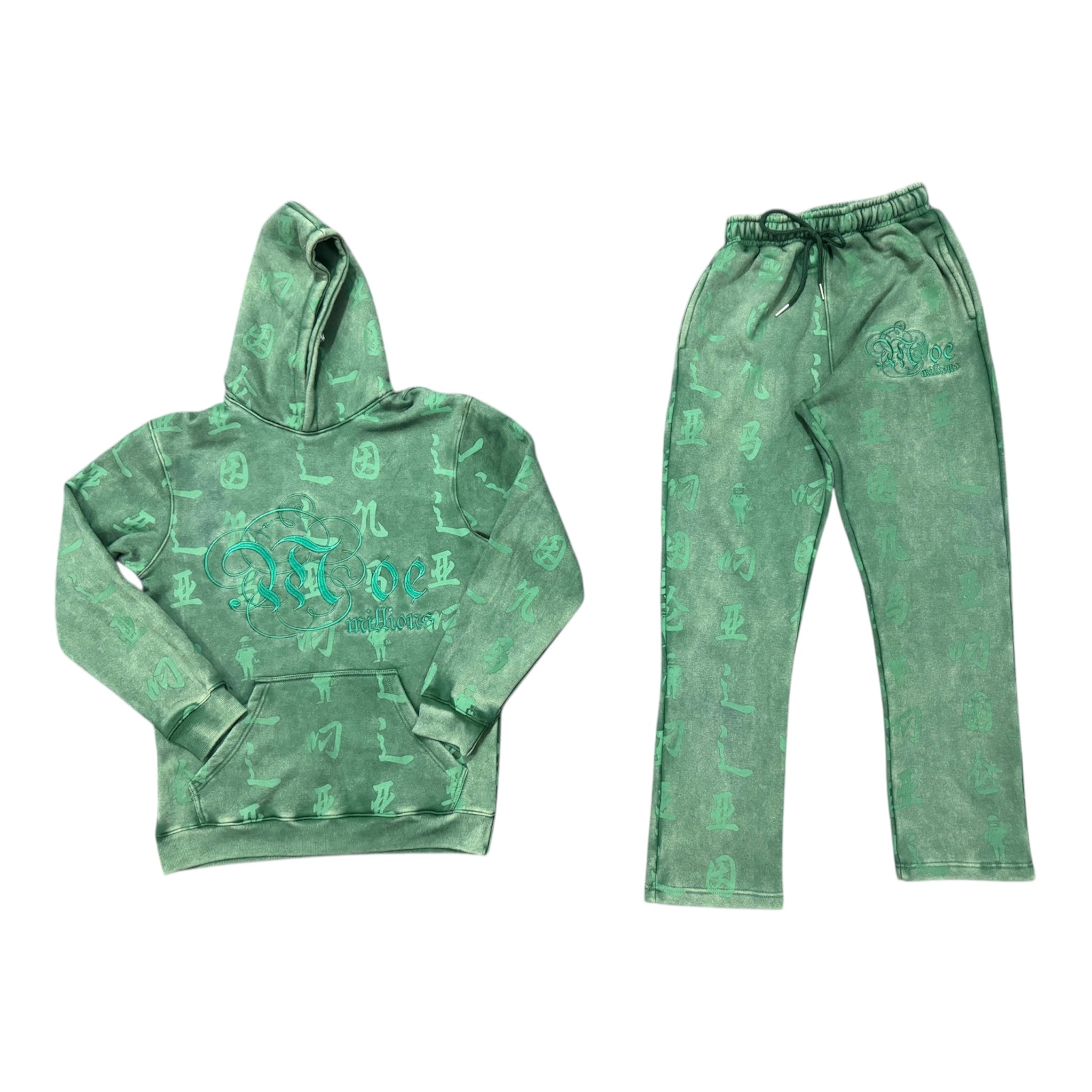 Moe Millions Monogram Washed Sweatsuit – Emerald Green