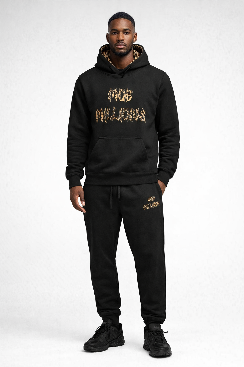 Black cheetah print sweatsuit