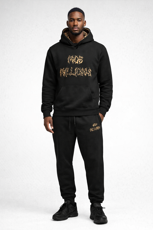 Black cheetah print sweatsuit