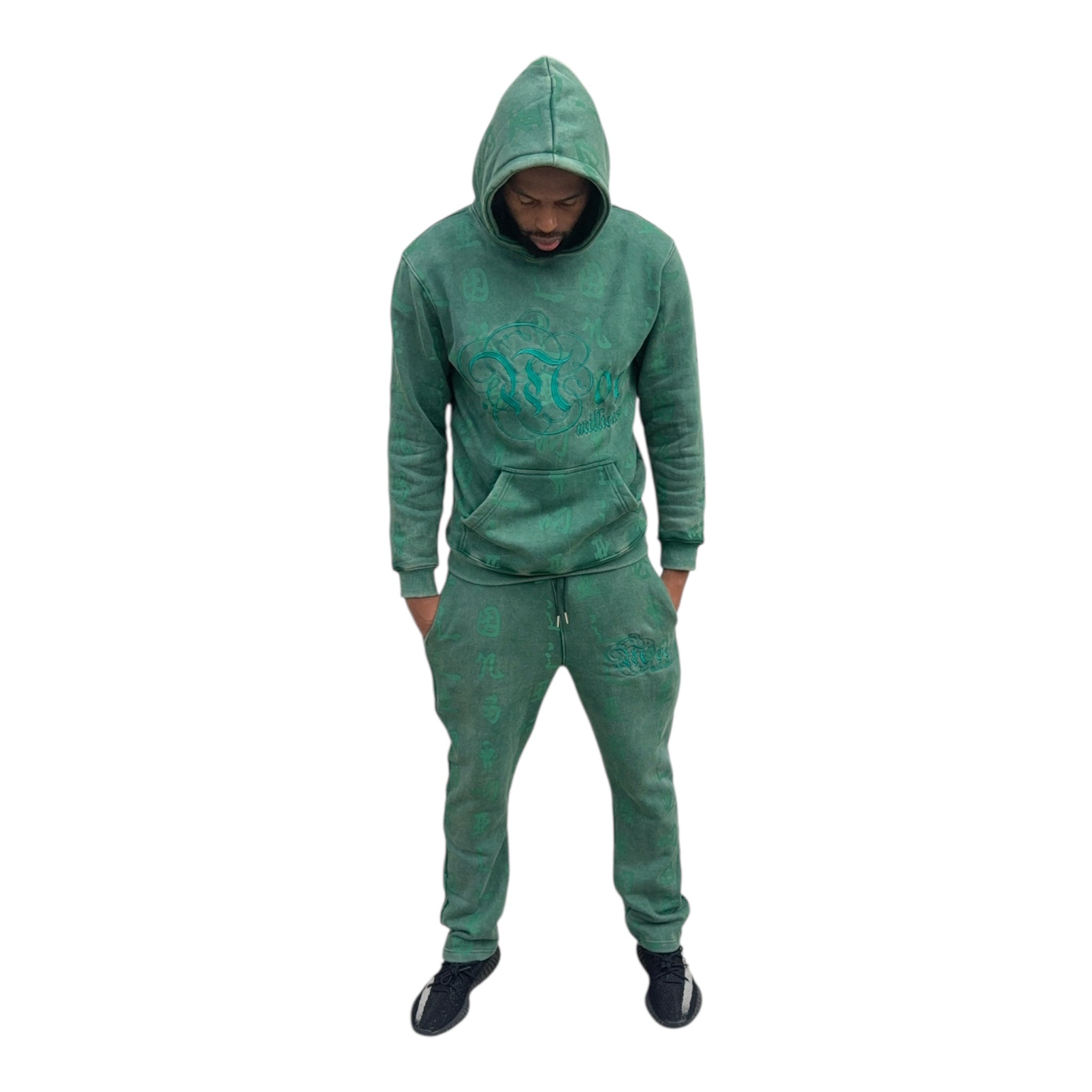 Moe Millions Monogram Washed Sweatsuit – Emerald Green