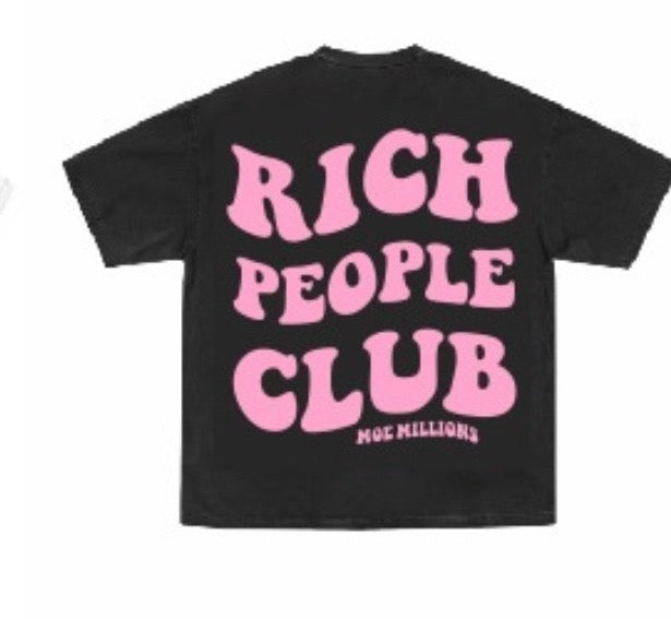 Rich People Club Tee Black Pink - Back