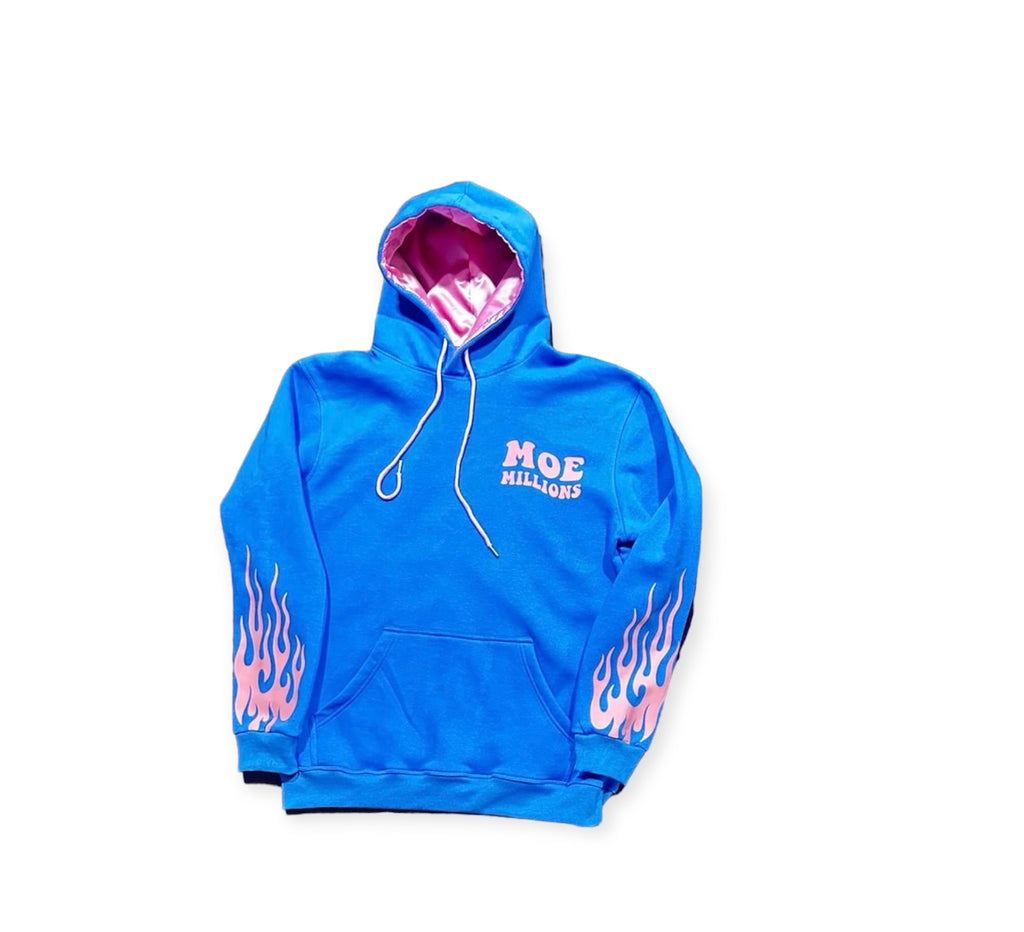 Moe Million Blue and Pink Flame hoodie